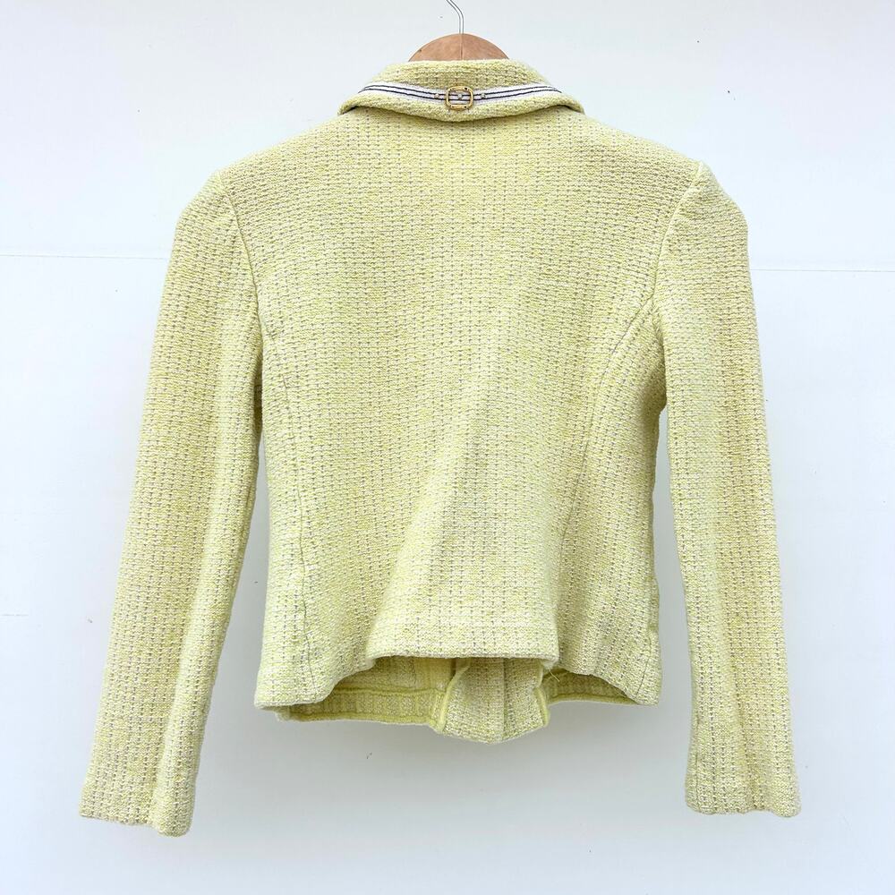 Vintage St. John Tweed Jacket Cardigan Yellow 2 Small Cropped Blazer Luxury - Picture 5 of 11